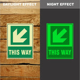Custom Metal Sign,Photoluminescent This Way Arrow Down Left Sign